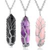 Natural Hexagon Pillar Handwrapped Wire Wrap Tree Of Life Pendant