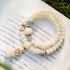 Badu Natural White Jade Bodhi Root Lotus Double Circle Bracelet Female Bracelet Ethnic Style Zen Clothing Accessories