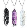 Natural Hexagon Pillar Handwrapped Wire Wrap Tree Of Life Pendant