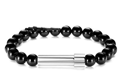 Natural Agate Tiger Eye Crystal Beads Beaded Bracelet (Color: Black Onyx)