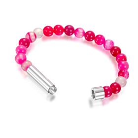 Natural Agate Tiger Eye Crystal Beads Beaded Bracelet (Color: Natural rose red agate beads)
