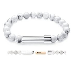 Natural Agate Tiger Eye Crystal Beads Beaded Bracelet (Color: Natural white turquoise)