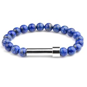 Natural Agate Tiger Eye Crystal Beads Beaded Bracelet (Color: Lapis lazuli)
