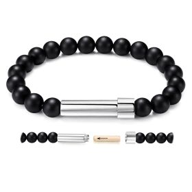 Natural Agate Tiger Eye Crystal Beads Beaded Bracelet (Color: Frosted Black Onyx)