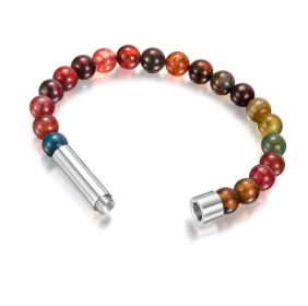 Natural Agate Tiger Eye Crystal Beads Beaded Bracelet (Color: Natural tourmaline agate)