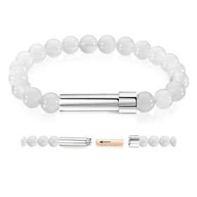 Natural Agate Tiger Eye Crystal Beads Beaded Bracelet (Color: White agate)