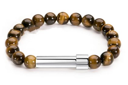 Natural Agate Tiger Eye Crystal Beads Beaded Bracelet (Color: Tiger eye)