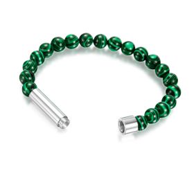 Natural Agate Tiger Eye Crystal Beads Beaded Bracelet (Color: Malachite)