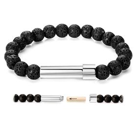 Natural Agate Tiger Eye Crystal Beads Beaded Bracelet (Color: Black volcanic rock)