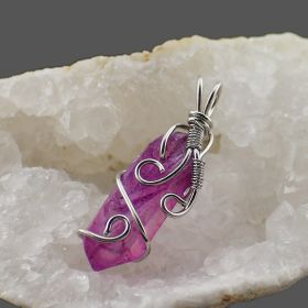 Creative Products Handmade Winding Natural Crystal Column Rough Stone Pendant (Color: Purple)