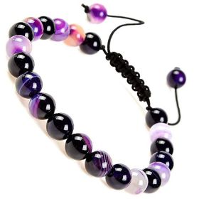 Fashion Personality Natural Stone Adjustable Bracelet (Color: Purple Striped Agate)