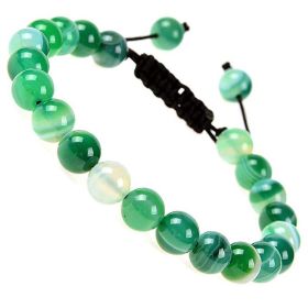 Fashion Personality Natural Stone Adjustable Bracelet (Color: Green striped agate)