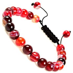 Fashion Personality Natural Stone Adjustable Bracelet (Color: Red striped agate)