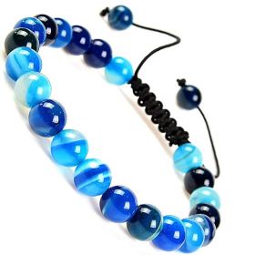 Fashion Personality Natural Stone Adjustable Bracelet (Color: Blue striped agate)