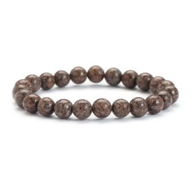 Unakite Bracelet Single Circle 8mm Natural Stone Bracelet Minimalist Blue Grain Stone Daily Bracelet (Color: 10 Snowflake Stone)