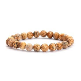 Unakite Bracelet Single Circle 8mm Natural Stone Bracelet Minimalist Blue Grain Stone Daily Bracelet (Color: 5 Picture Stone)