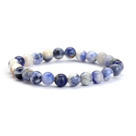 Unakite Bracelet Single Circle 8mm Natural Stone Bracelet Minimalist Blue Grain Stone Daily Bracelet (Color: 8 Blue Grain Stone)