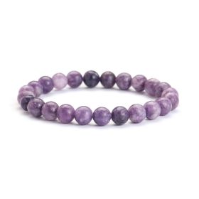 Unakite Bracelet Single Circle 8mm Natural Stone Bracelet Minimalist Blue Grain Stone Daily Bracelet (Color: 7 Lilac)