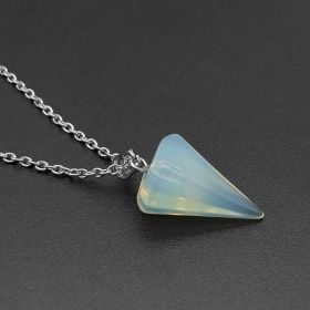 Natural Hexagon Prism Crystal Pendant Necklace (Color: Opal)