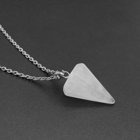 Natural Hexagon Prism Crystal Pendant Necklace (Color: White crystal)