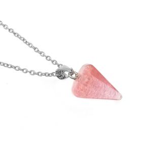 Natural Hexagon Prism Crystal Pendant Necklace (Color: Watermelon Crystal)