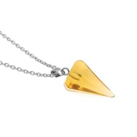 Natural Hexagon Prism Crystal Pendant Necklace (Color: Citrine)