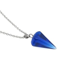 Natural Hexagon Prism Crystal Pendant Necklace (Color: Blue Crystal)