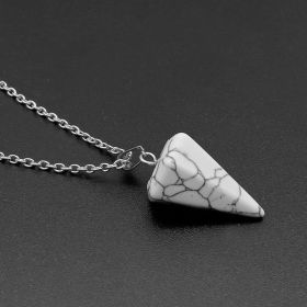 Natural Hexagon Prism Crystal Pendant Necklace (Color: White Turquoise)