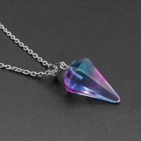 Natural Hexagon Prism Crystal Pendant Necklace (Color: Deep Color)
