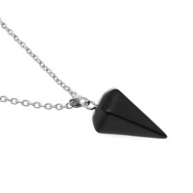 Natural Hexagon Prism Crystal Pendant Necklace (Color: Black Agate)