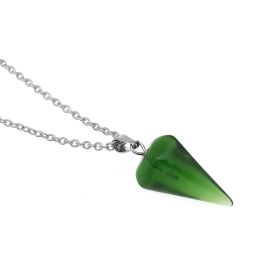 Natural Hexagon Prism Crystal Pendant Necklace (Color: Green Crystal)