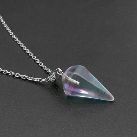 Natural Hexagon Prism Crystal Pendant Necklace (Color: Light Color)