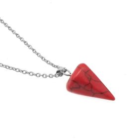 Natural Hexagon Prism Crystal Pendant Necklace (Color: Red Turquoise)