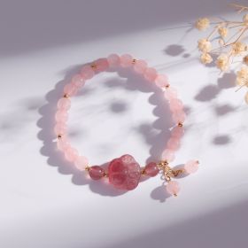 Badu Natural Crystal Bracelet Niche Color Hair Crystal Tassel Bracelet Strawberry Crystal (select: VD005-C)