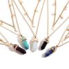 Natural Stone Hexagon Prism Pendant Necklace Multilayer Fashion Simple Star Moon Women's Necklace